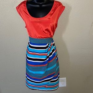 SAHARA WOMEN DRESS Orange&Red top and multi color in the bottom Size M (8)